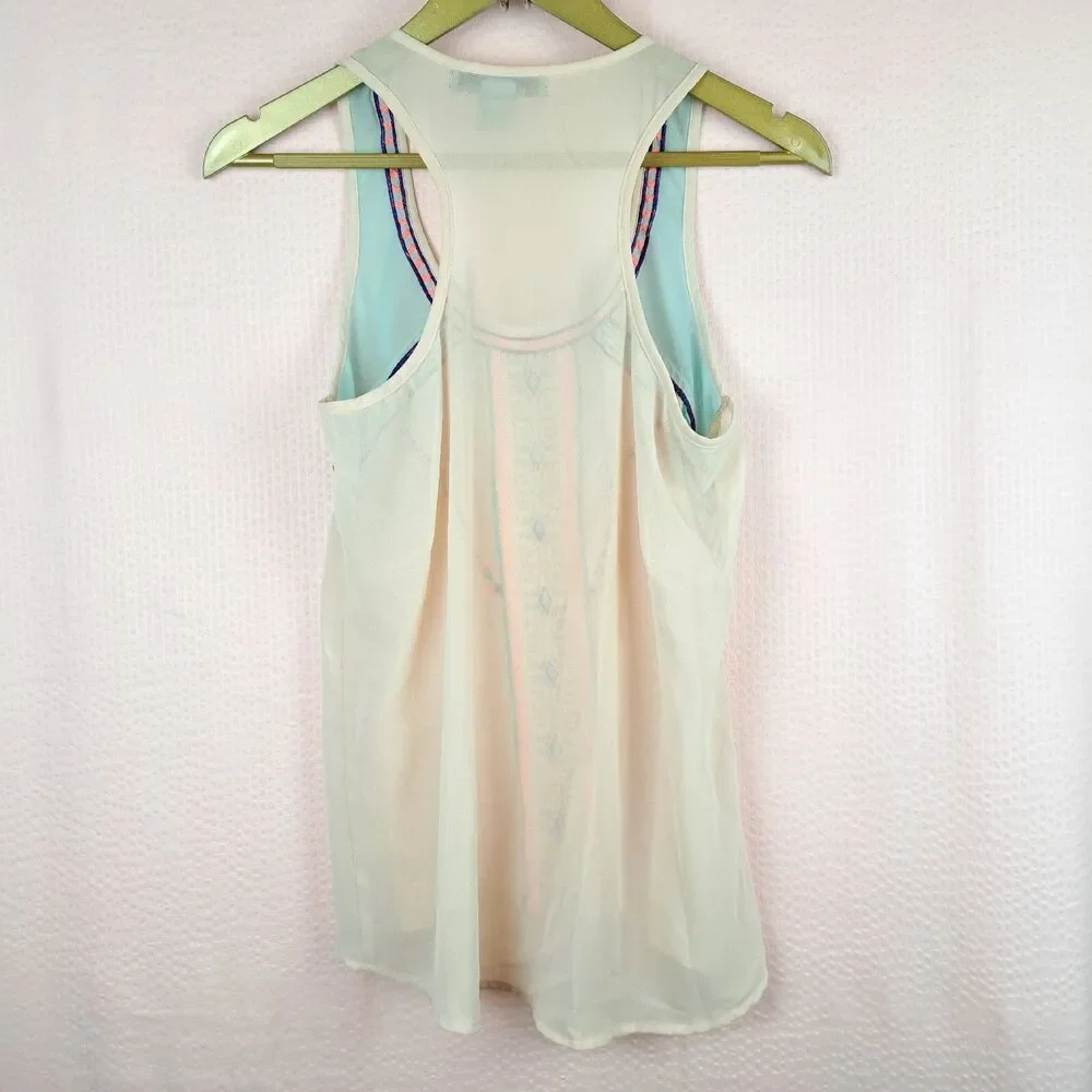 Flying Tomato Women Tank Top Sleeveless Blouse Embroidered Size S